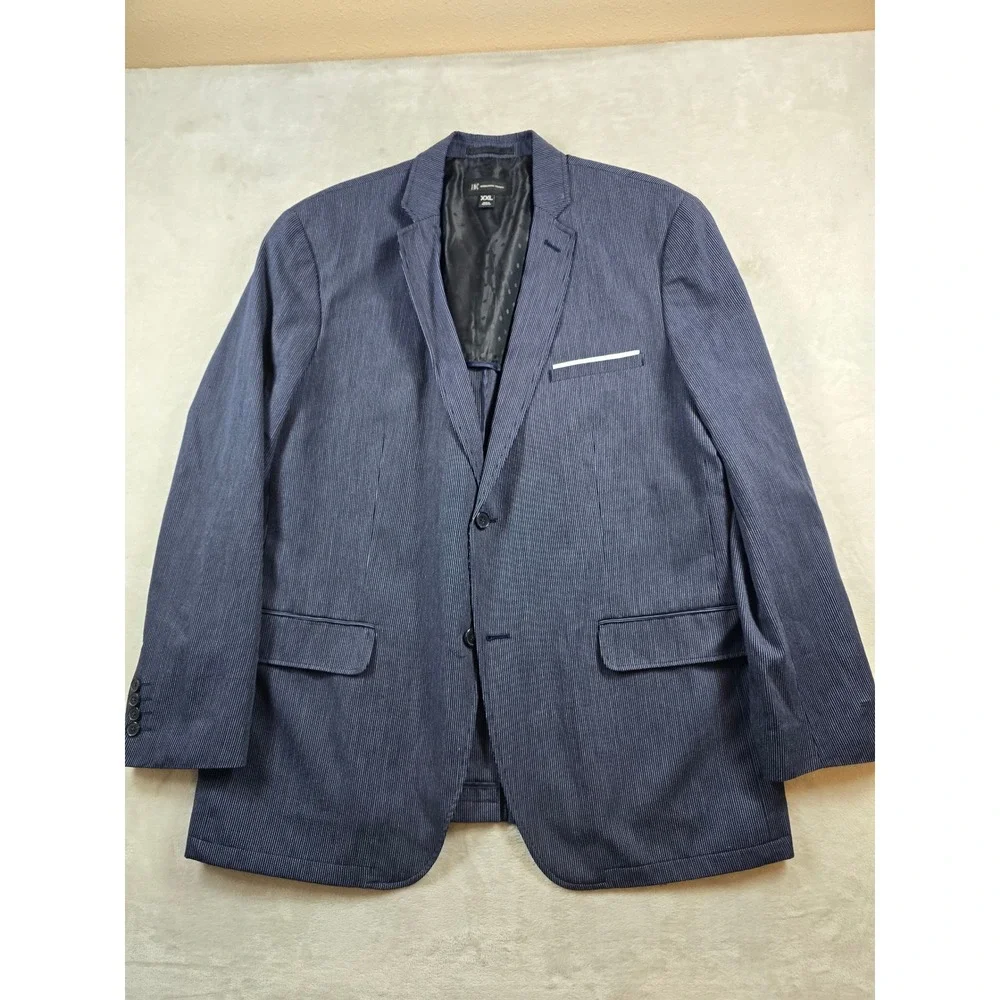 INC Cotton Pinstripe Blazer Mens 2XL Blue Sport Coat International Concepts